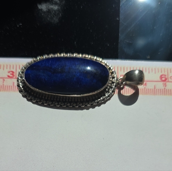 Hallmarked Sterling Silver Lapis Lazuli Vincent Gulino Large Pendant 26.9grams - Picture 5 of 11